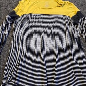 Chic Yellow and Gray Striped Women's Blouse XL 24/7 New